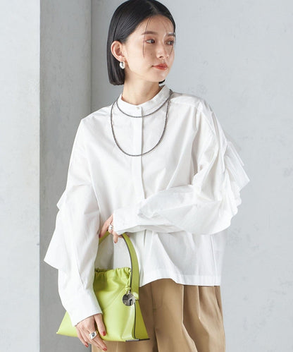〈手洗い可能〉近江晒 タイプライター ラッフル ブラウス 24SS