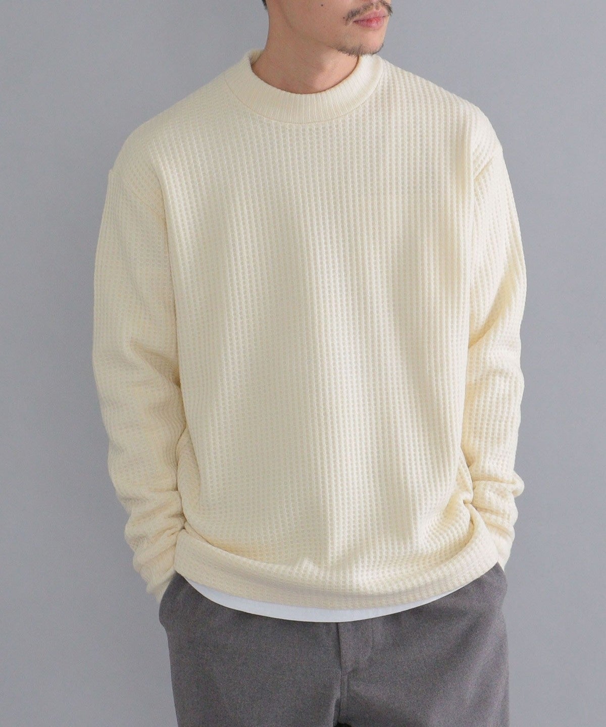 SHIPS: ワッフル モックネック プルオーバー