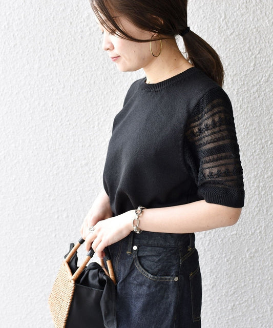 〈手洗い可能〉レースショートスリーブプルオーバー