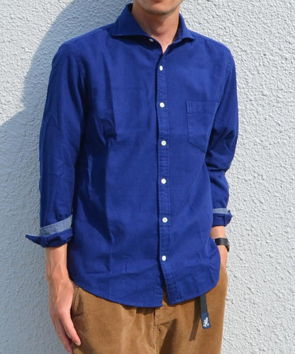 SHIPS: ペルヴィアン ピマ セミワイドカラー ソリッド ネルシャツ