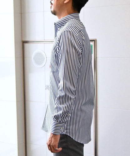 SHIPS: イージーアイロン ロングストライプ イタリアンボタンダウン シャツ