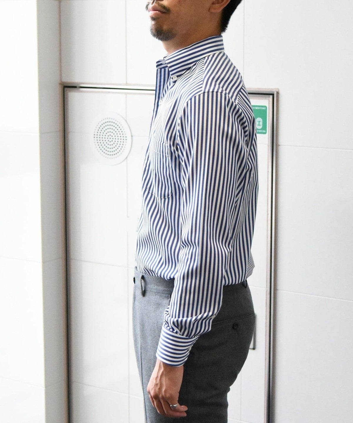 SHIPS: イージーアイロン ロングストライプ イタリアンボタンダウン シャツ