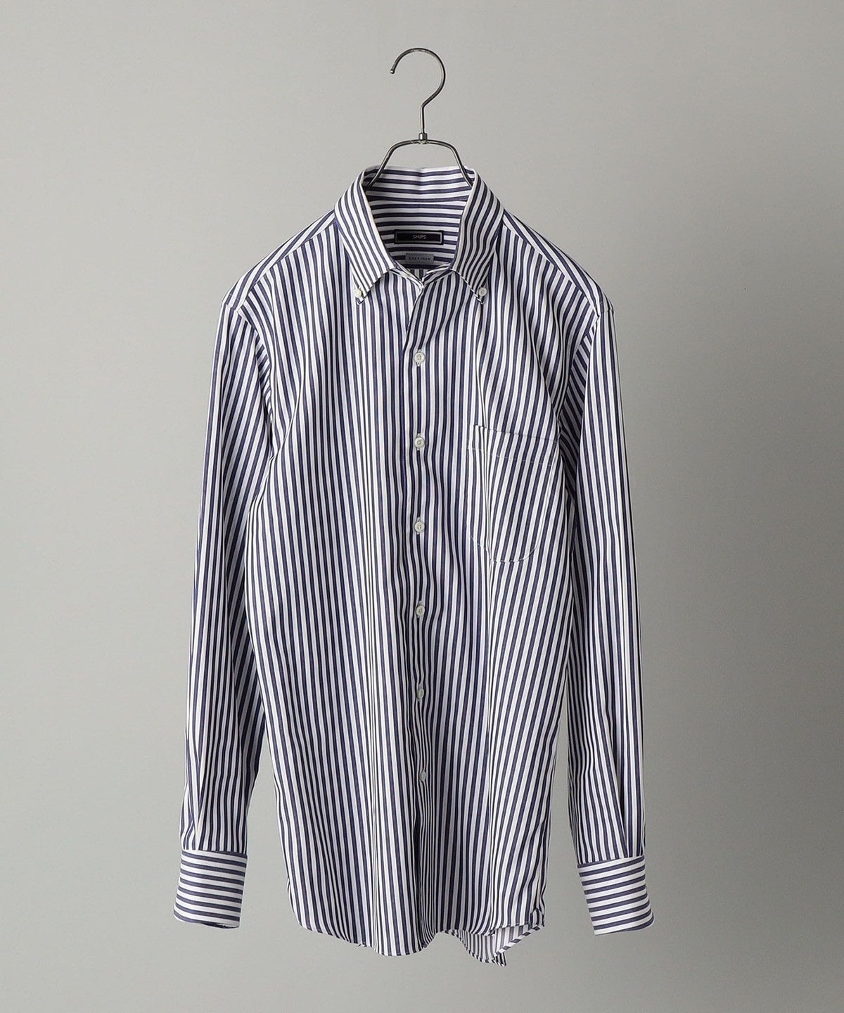 SHIPS: イージーアイロン ロングストライプ イタリアンボタンダウン シャツ