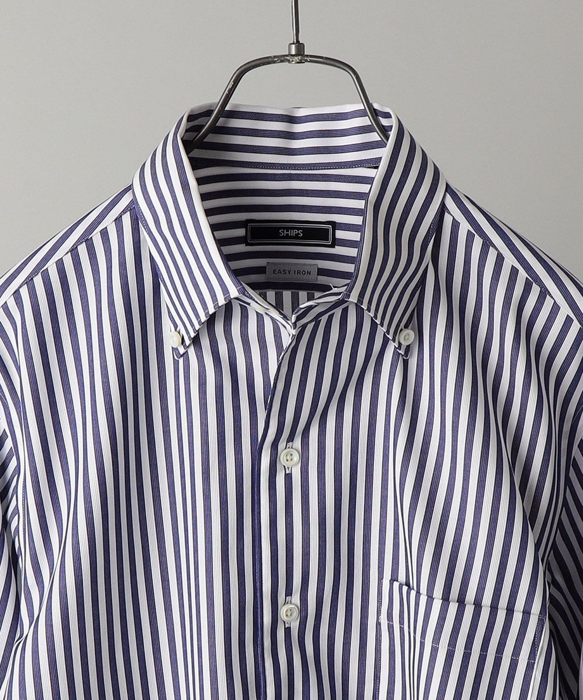 SHIPS: イージーアイロン ロングストライプ イタリアンボタンダウン シャツ