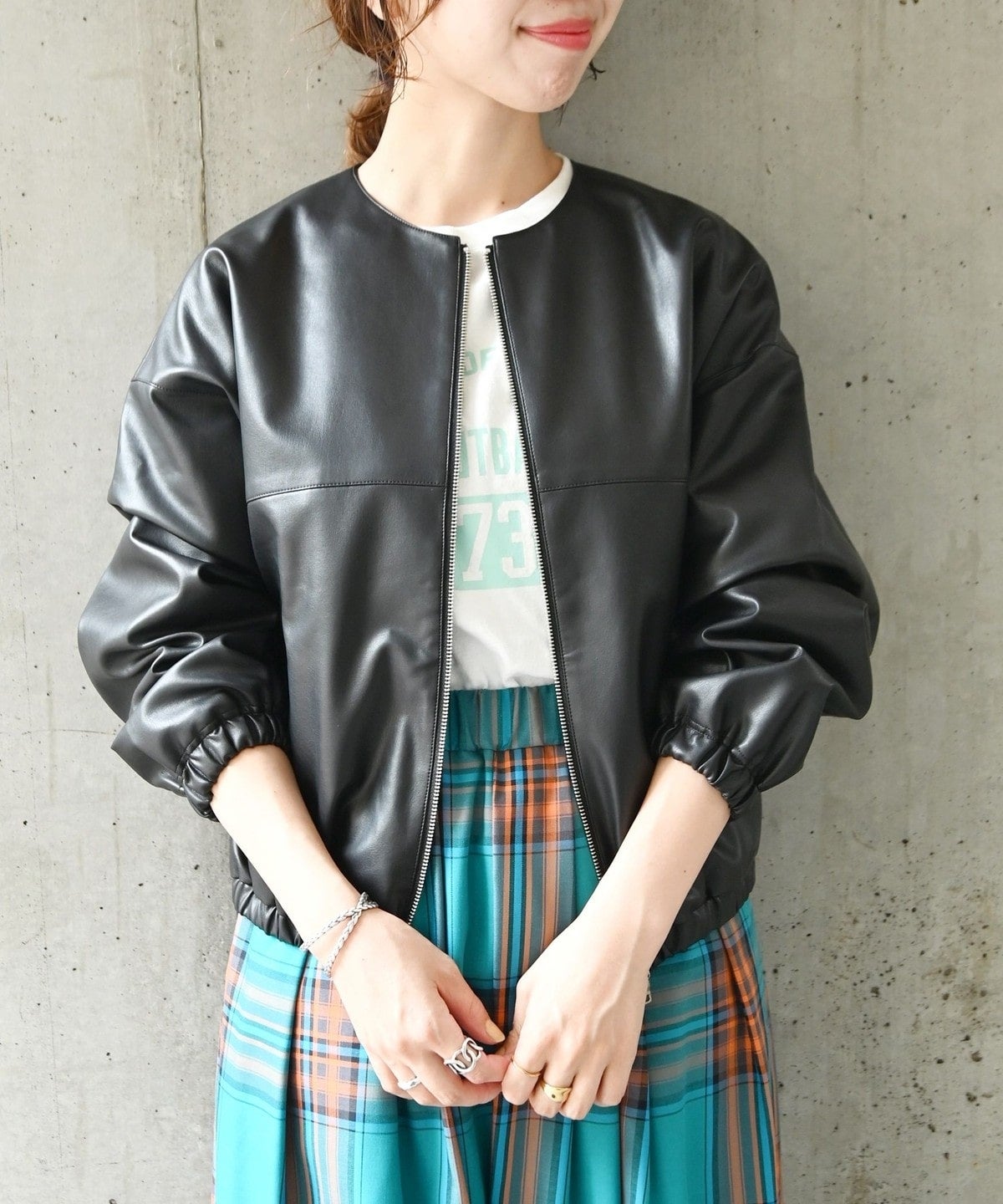 SHIPS any: BARTOLOZZI フェイク レザー ジップ ブルゾン