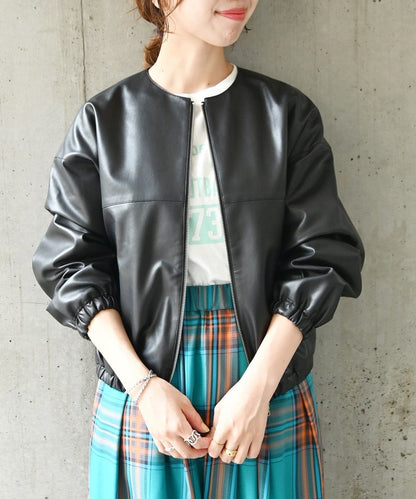 SHIPS any: BARTOLOZZI フェイク レザー ジップ ブルゾン