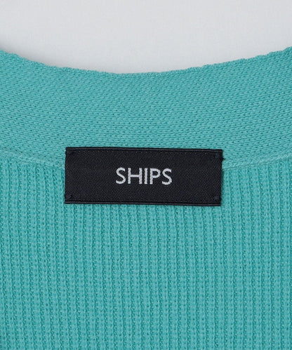 SHIPS:〈手洗い可能〉12ゲージ ペーパーヤーン Vネック カーディガン