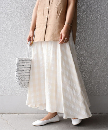 〈手洗い可能〉ギンガムチェックギャザースカート