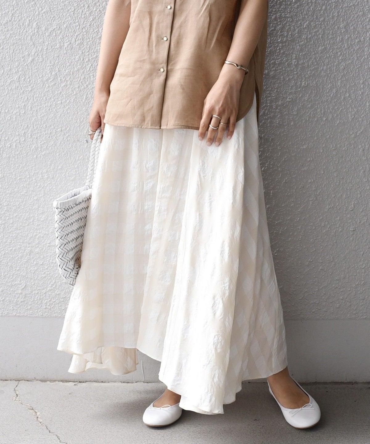 〈手洗い可能〉ギンガムチェックギャザースカート