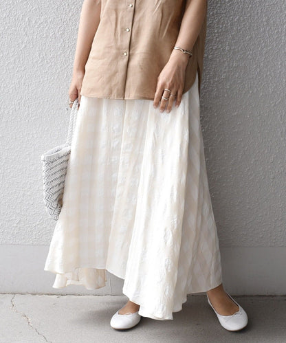 〈手洗い可能〉ギンガムチェックギャザースカート