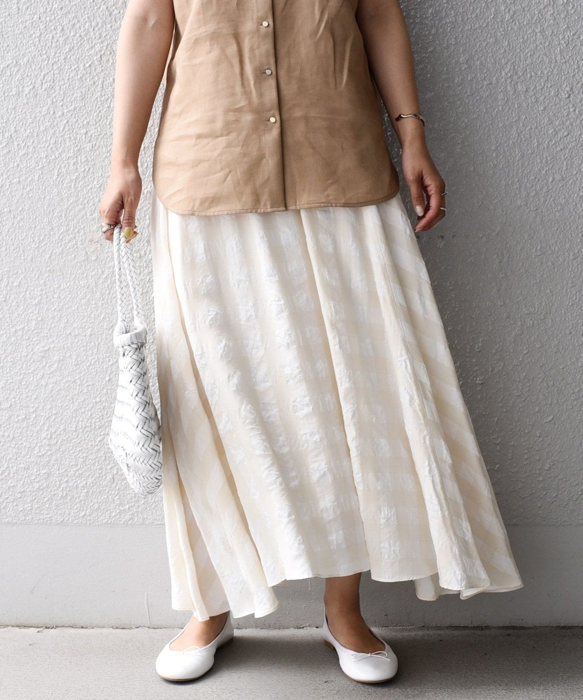 〈手洗い可能〉ギンガムチェックギャザースカート