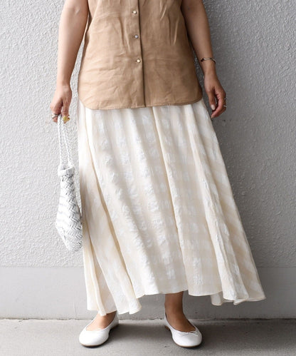 〈手洗い可能〉ギンガムチェックギャザースカート