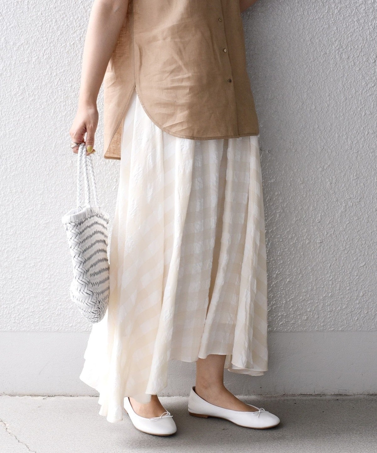 〈手洗い可能〉ギンガムチェックギャザースカート