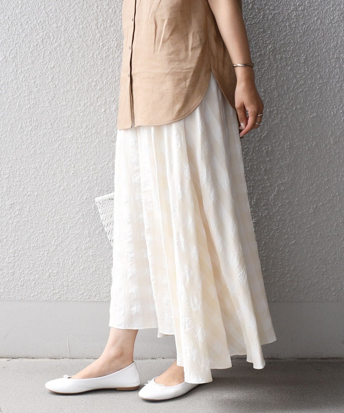 〈手洗い可能〉ギンガムチェックギャザースカート