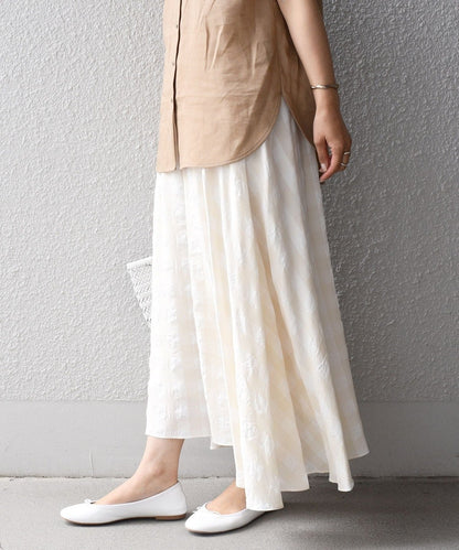 〈手洗い可能〉ギンガムチェックギャザースカート