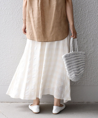 〈手洗い可能〉ギンガムチェックギャザースカート