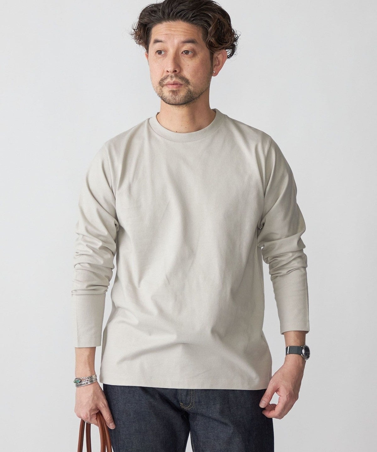 SHIPS: 抗菌・防臭 NANO-FINE(R) ハイゲージ クルーネック Tシャツ (ロンT)