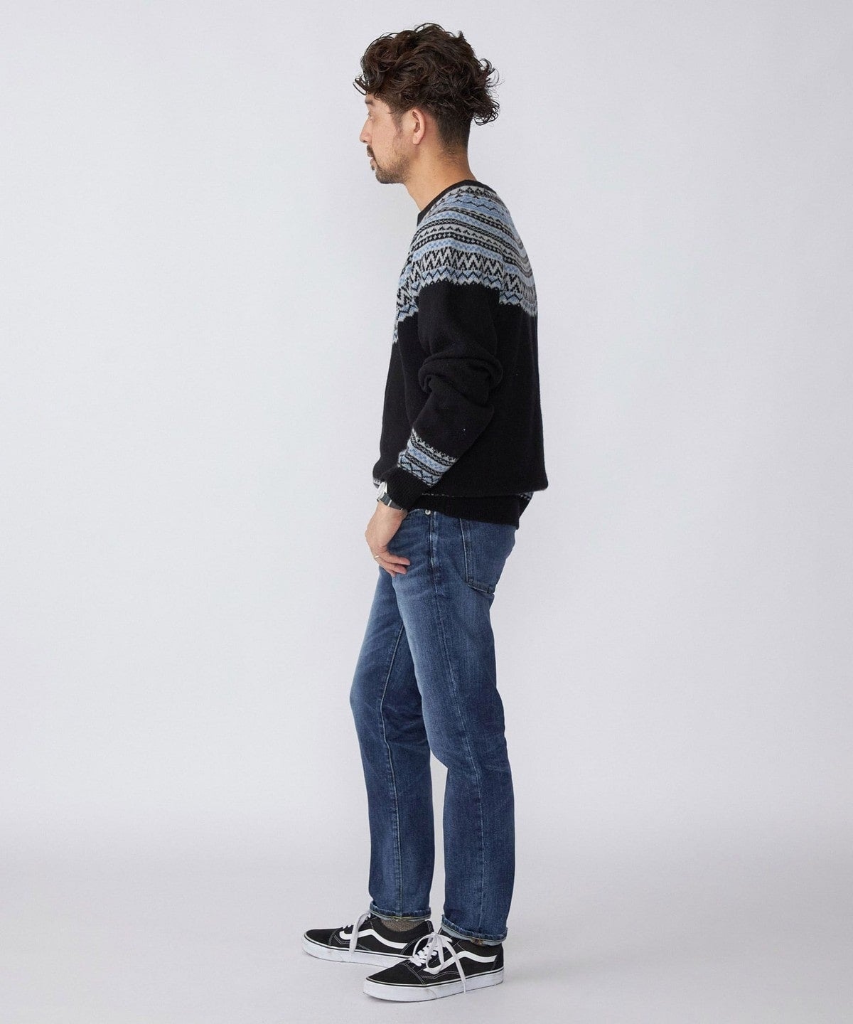 SHIPS: 7ゲージ イタリア ヤーン ノルディック クルーネック ニット