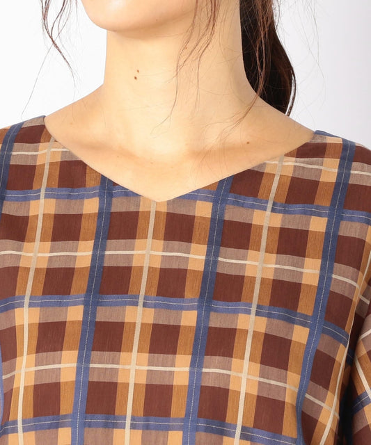 liflattie ships:ローンチェックタックブラウス