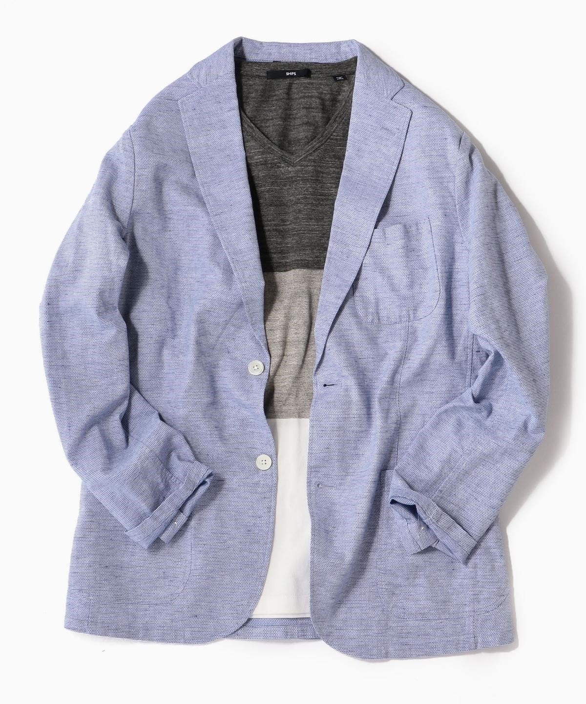 SHIPS: リネンブレンド レノクロス 2ボタン エアリージャケット 19SS