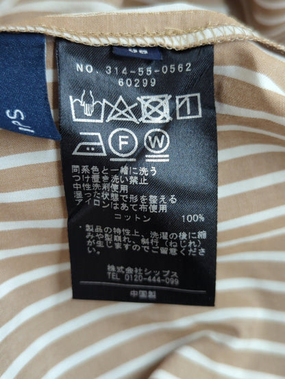 〈手洗い可能〉フロントパールモチーフボタン シャツワンピース（ストライプ）