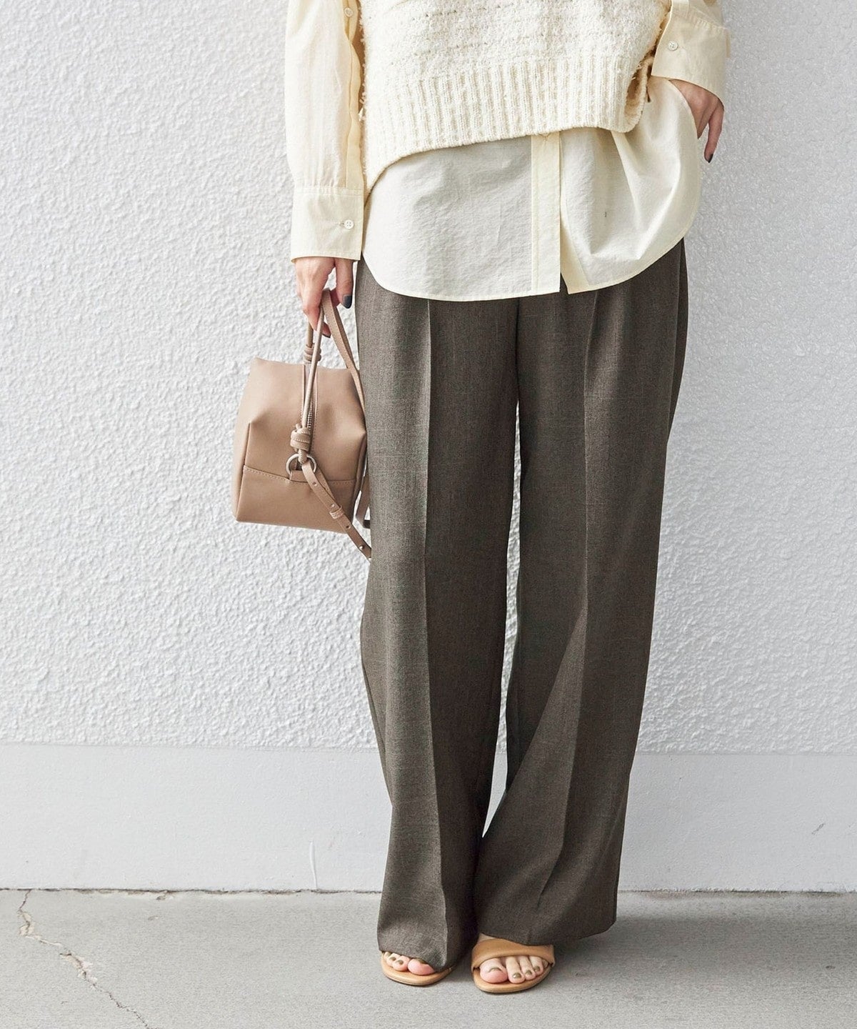 〈手洗い可能〉シャーク ツイード ウエスト タック パンツ