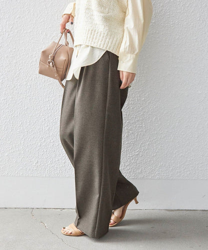 〈手洗い可能〉シャーク ツイード ウエスト タック パンツ