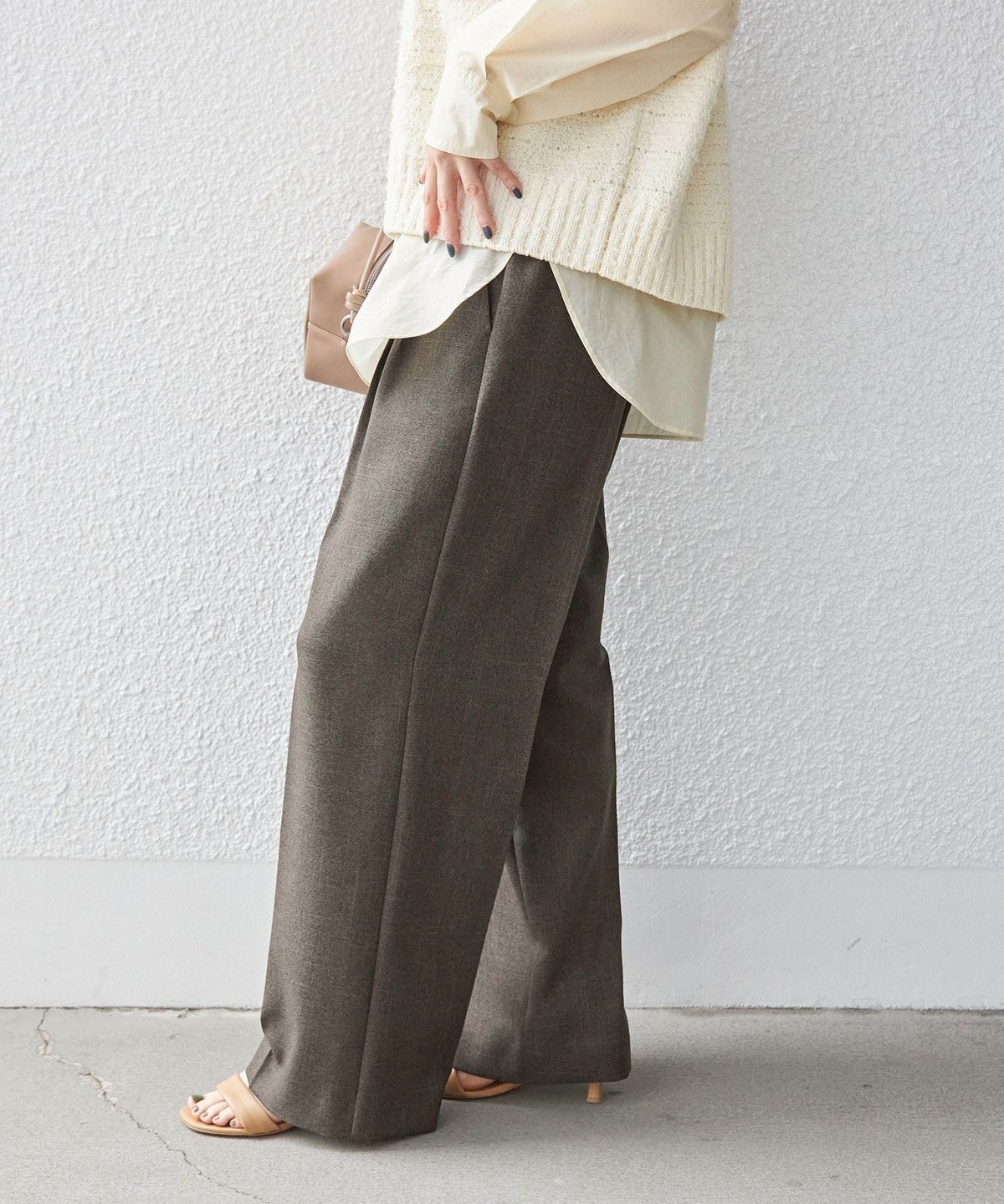 〈手洗い可能〉シャーク ツイード ウエスト タック パンツ