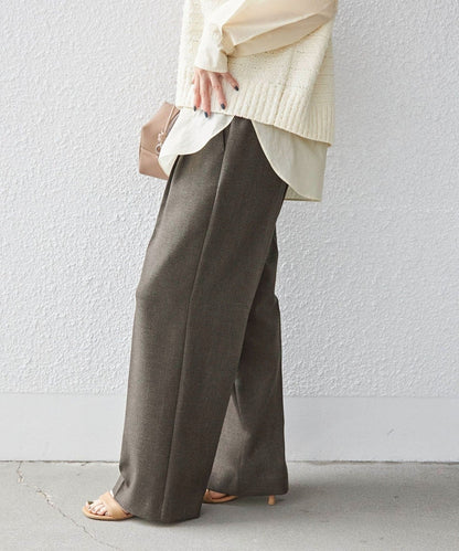 〈手洗い可能〉シャーク ツイード ウエスト タック パンツ