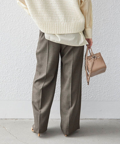 〈手洗い可能〉シャーク ツイード ウエスト タック パンツ