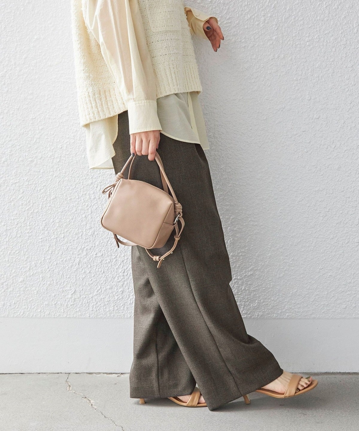 〈手洗い可能〉シャーク ツイード ウエスト タック パンツ