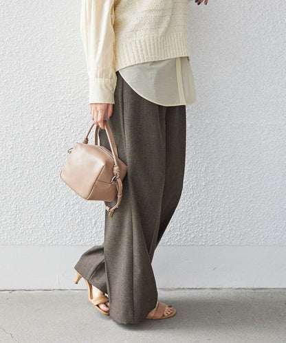 〈手洗い可能〉シャーク ツイード ウエスト タック パンツ