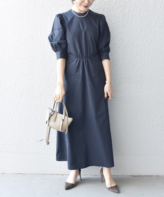 〈手洗い可能〉ボリュームスリーブフレアワンピース