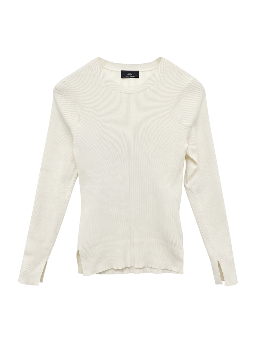 SHIPS Primary Navy Label:〈手洗い可能〉コットン リブ クルーネック プルオーバー