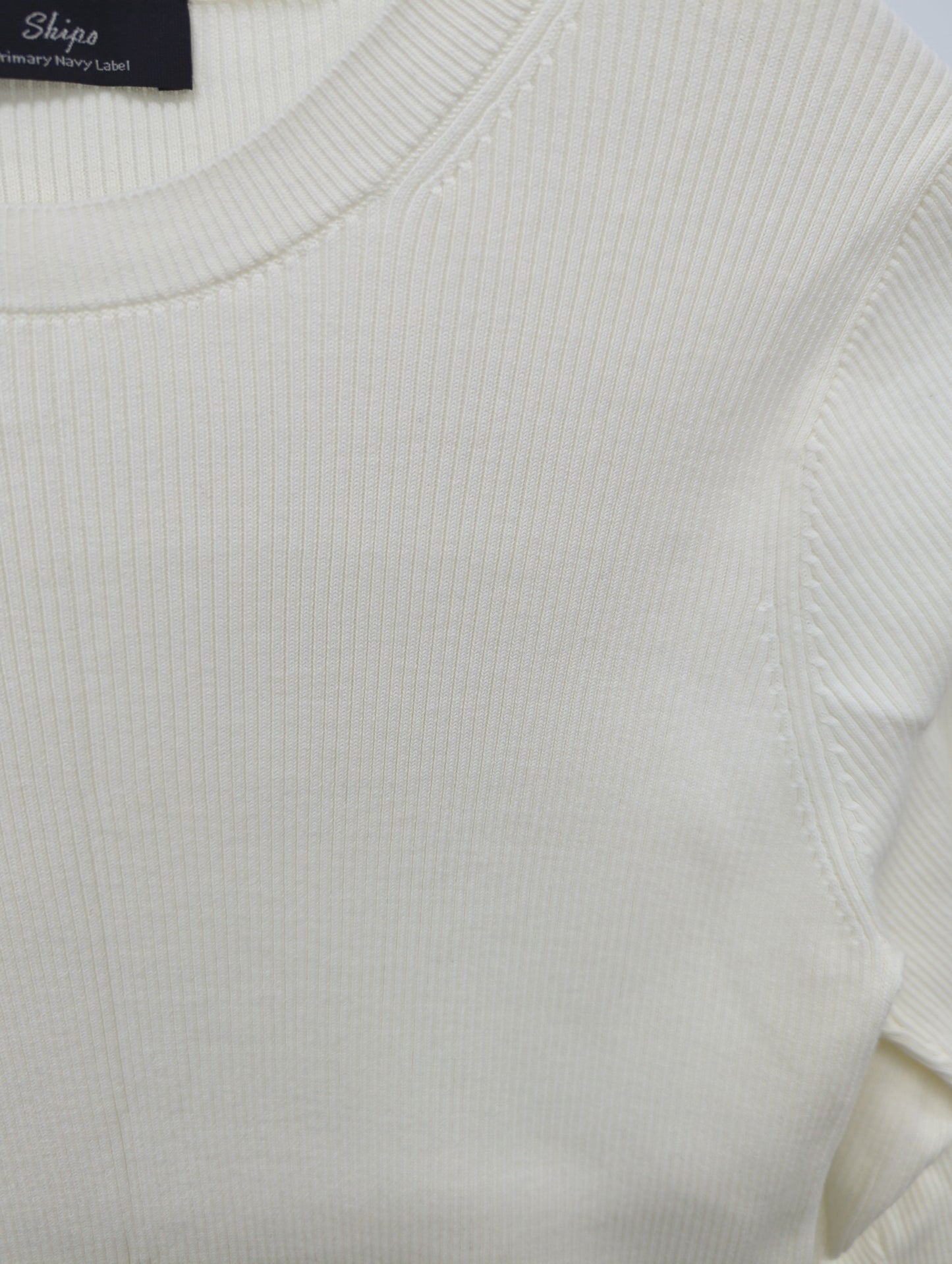 SHIPS Primary Navy Label:〈手洗い可能〉コットン リブ クルーネック プルオーバー