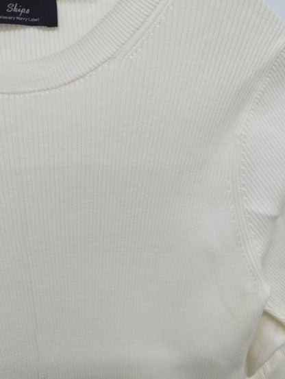 SHIPS Primary Navy Label:〈手洗い可能〉コットン リブ クルーネック プルオーバー