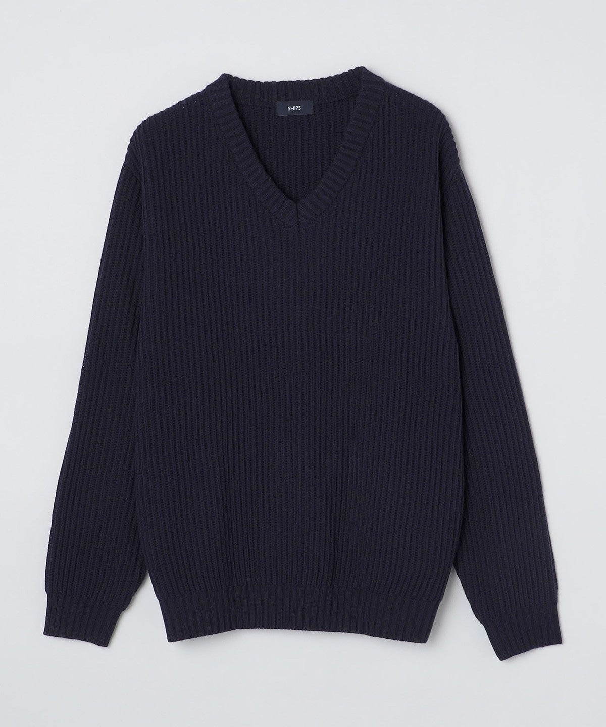 SHIPS:〈手洗い可能〉リラックスフィット 畔編み Vネック ニット
