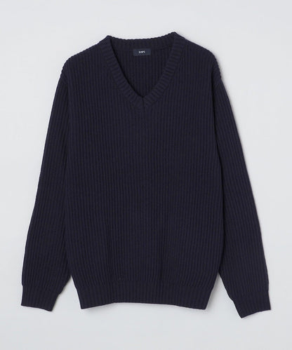 SHIPS:〈手洗い可能〉リラックスフィット 畔編み Vネック ニット