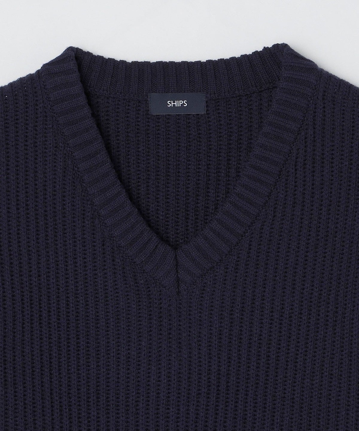 SHIPS:〈手洗い可能〉リラックスフィット 畔編み Vネック ニット