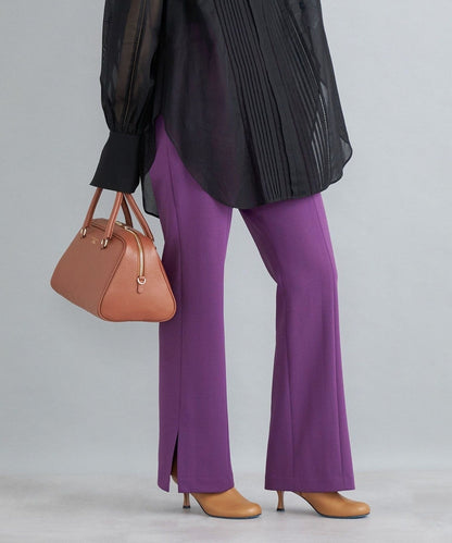 〈手洗い可能〉ストレッチサイドスリットフレアパンツ