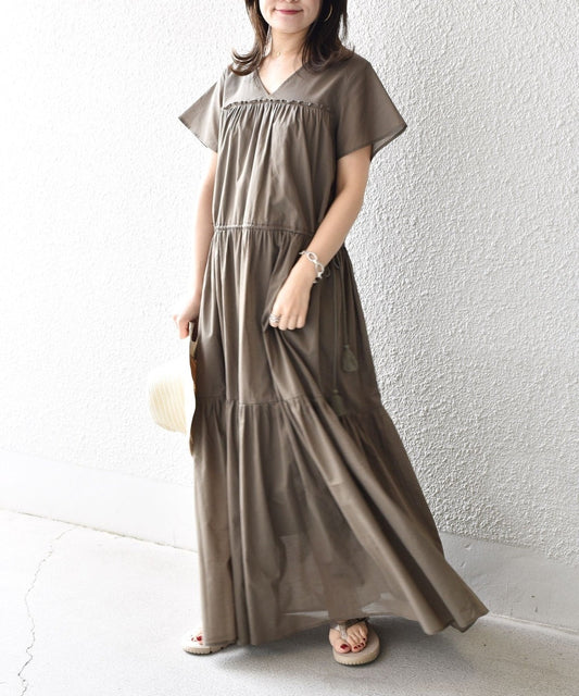 【WEB限定】〈手洗い可能〉ティアードワンピース