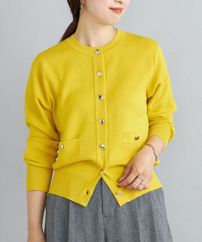 〈手洗い可能〉ラインクルーネックカーディガン