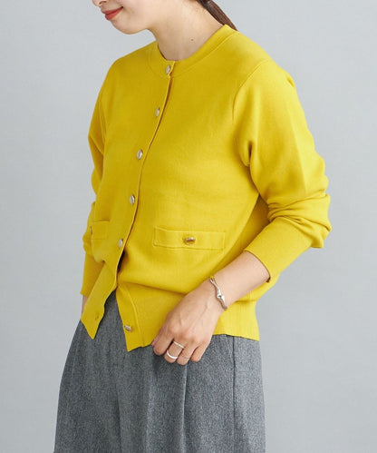 〈手洗い可能〉ラインクルーネックカーディガン