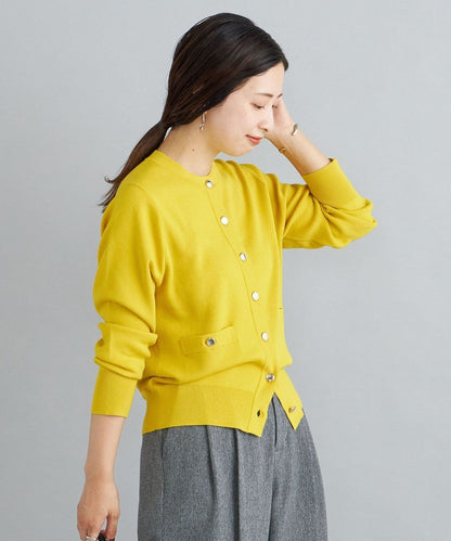 〈手洗い可能〉ラインクルーネックカーディガン