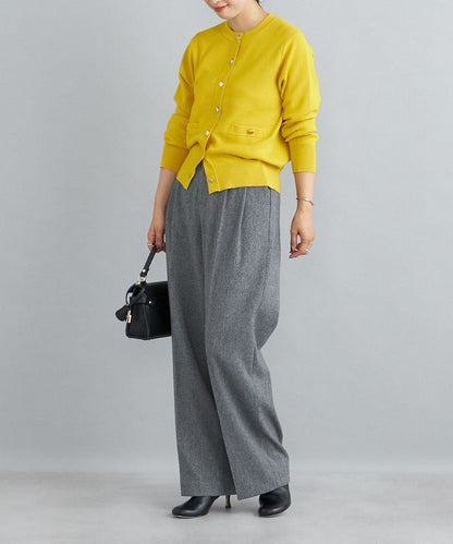 〈手洗い可能〉ラインクルーネックカーディガン