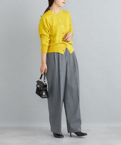 〈手洗い可能〉ラインクルーネックカーディガン