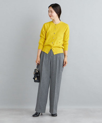 〈手洗い可能〉ラインクルーネックカーディガン