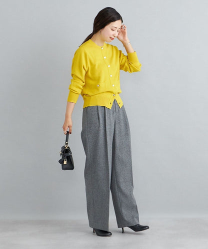 〈手洗い可能〉ラインクルーネックカーディガン