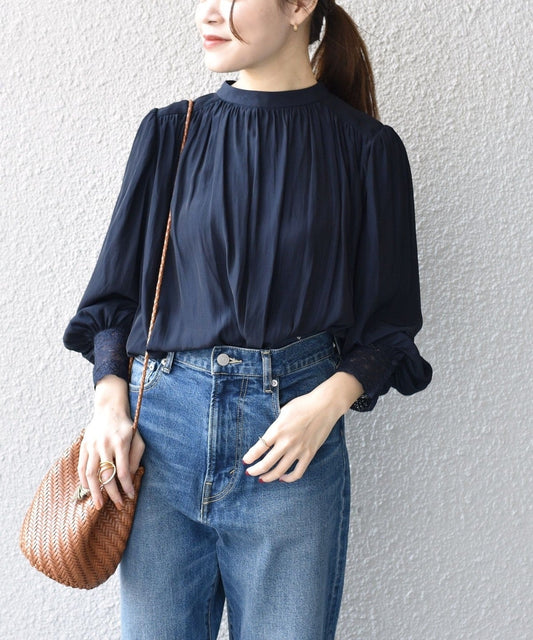 〈手洗い可能〉カッセン2WAY袖レースボウタイブラウス