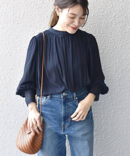 〈手洗い可能〉カッセン2WAY袖レースボウタイブラウス